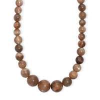 Sunstone 270.00 ctw Beaded Necklace in Rhodium Over Sterling Silver 18 Inches