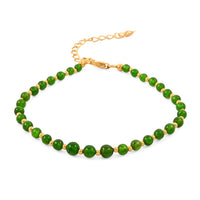 AAAA RARE FIND Chrome Diopside 11.00 ctw Beaded Bracelet in 18K Vermeil Yellow Gold Over Sterling Silver (7.25-9.25In)