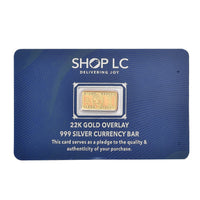 22K Gold Over 999.9 Fine Silver Currency Bar 1 Grams