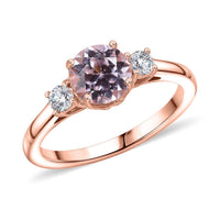 D'Joy Premium Martha Rocha Kunzite and Moissanite 1.90 ctw Ring in 18K Vermeil Rose Gold Over Sterling Silver (Size 10.0)