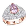 D'Joy Premium Martha Rocha Kunzite and Moissanite 3.60 ctw Amora Bloom Ring in 18K Vermeil Rose Gold Over Sterling Silver (Size 10.0) - Sticky add to cart bar