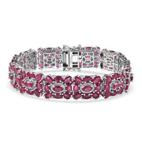 D'Joy Niassa Ruby (FF), White Zircon Bracelet in Rhodium Over Sterling Silver (7.25 In) 40.65 ctw