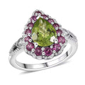 D'Joy Peridot and Multi Gemstone 2.60 ctw Ring in Rhodium Over Sterling Silver (Size 10.0) - Sticky add to cart bar