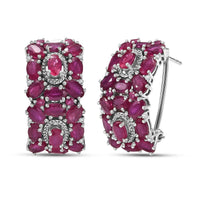 D'Joy Niassa Ruby (FF) and White Zircon 13.25 ctw Earrings in Rhodium Over Sterling Silver