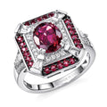D'Joy Orissa Rhodolite Garnet, White Zircon Ring in Rhodium Over Sterling Silver (Size 10.0) 3.40 ctw - Sticky add to cart bar
