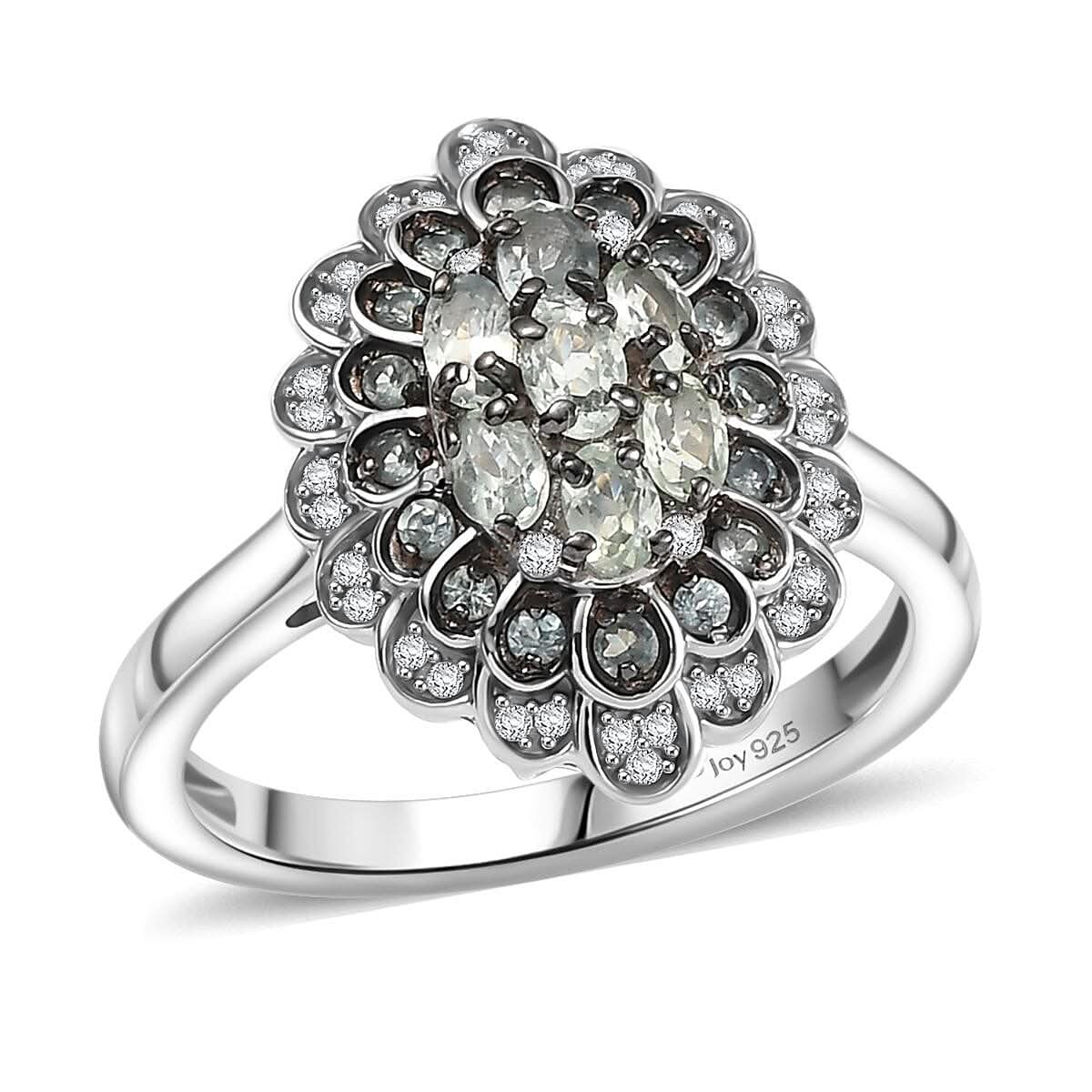 D’Joy Narsipatnam Alexandrite, White Zircon Ring in Rhodium Over Sterling Silver (Size 7.0) 1.00 ctw