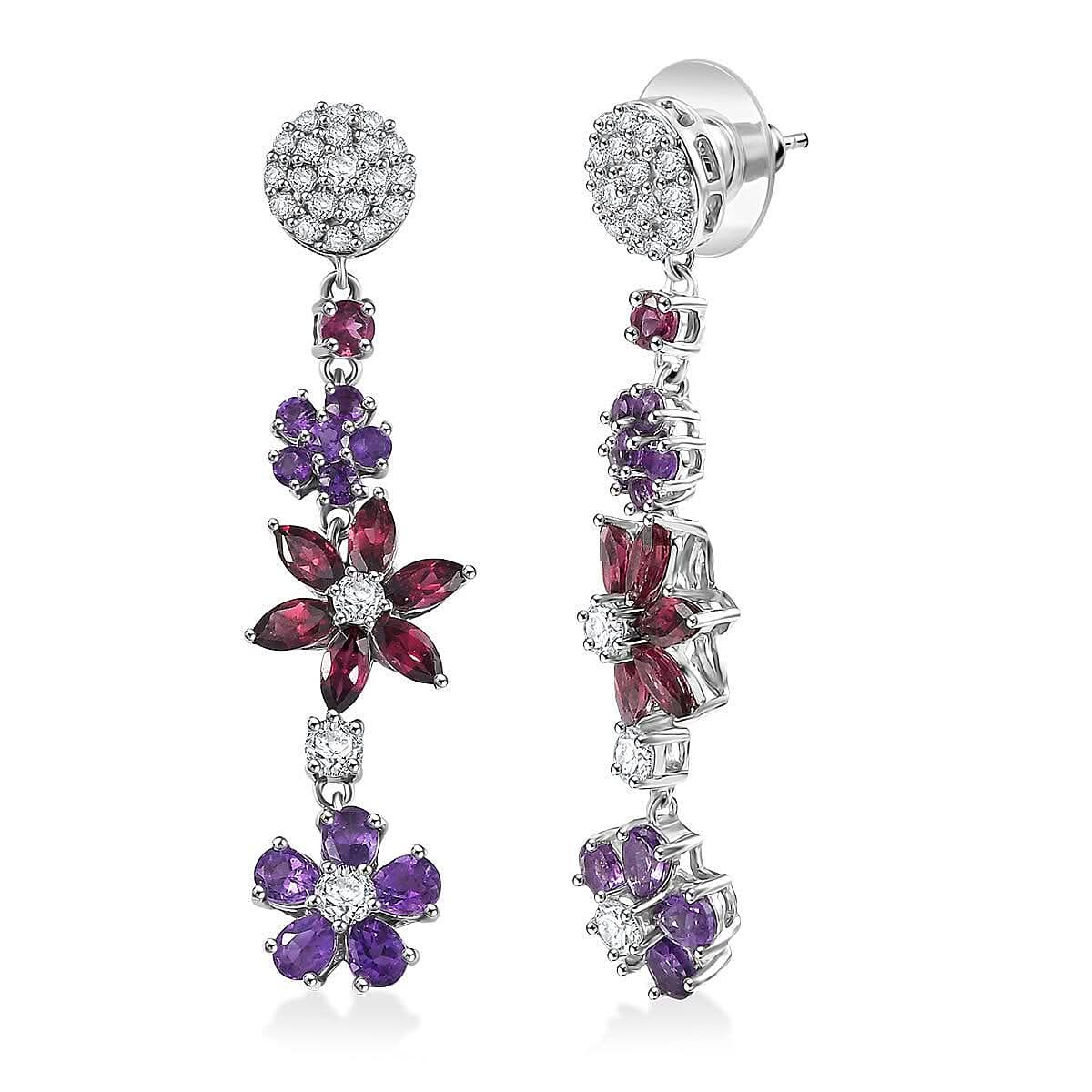 GP Italian Garden Collection Multi Gemstone 6.25 ctw Earrings in Rhodium Over Sterling Silver