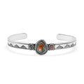 Santa Fe Style Spiny Turquoise 9.00 ctw Cuff Bracelet Sterling Silver (7.00 In) - Sticky add to cart bar