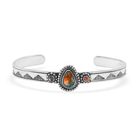Santa Fe Style Spiny Turquoise 9.00 ctw Cuff Bracelet Sterling Silver (7.00 In)