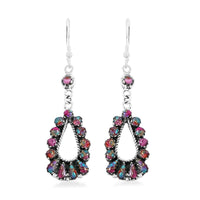 Santa Fe Style Multi Gemstone 12.00 ctw Rainbow Earrings in Sterling Silver