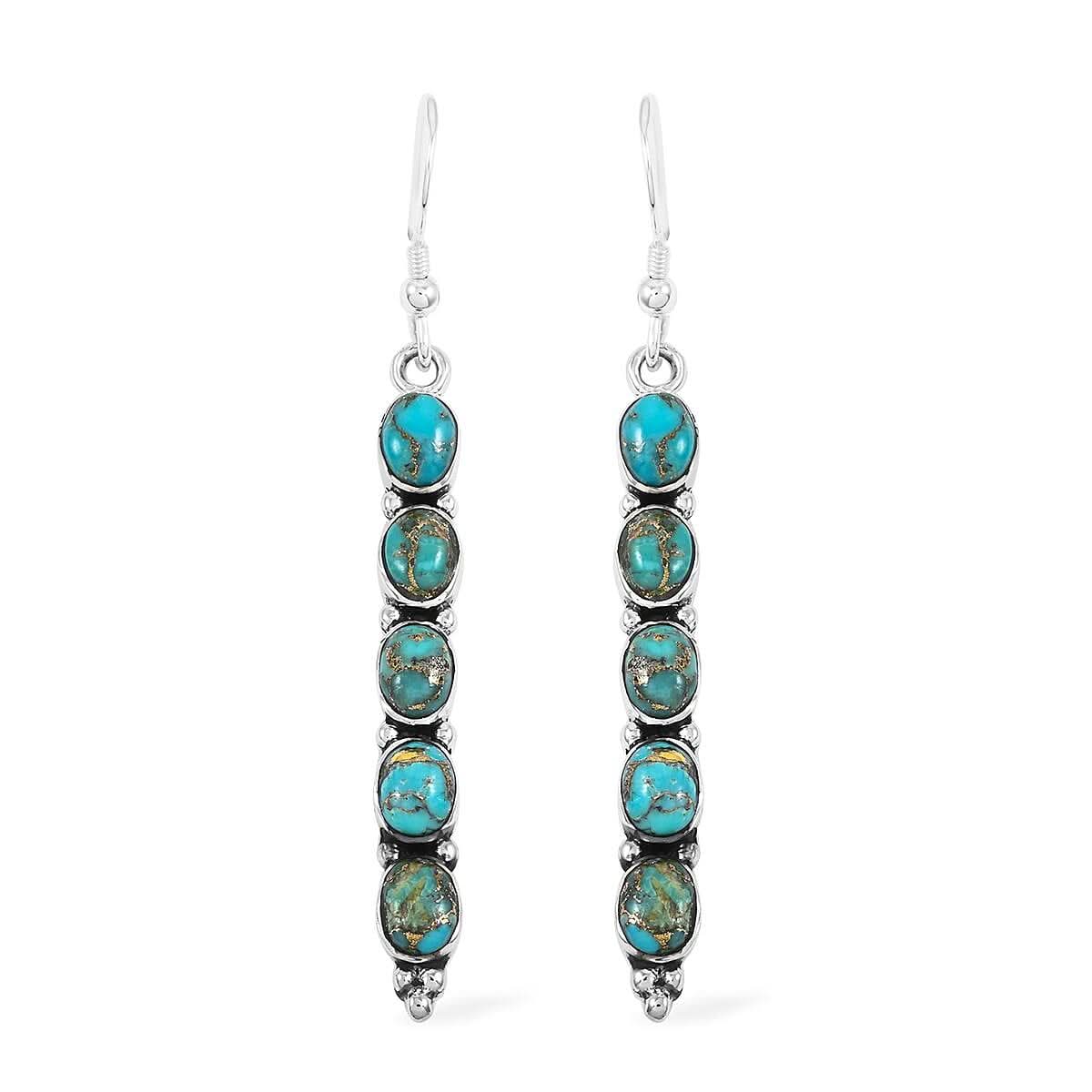 Santa Fe Style Mojave Turquoise 4.50 ctw Earrings in Sterling Silver