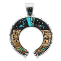 Santa Fe Style Black Onyx 48.00 ctw Pueblo Pendant in Sterling Silver - Sticky add to cart bar