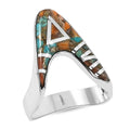 Santa Fe Style Spiny Turquoise Ring in Sterling Silver (Size 10.0) 6.00 ctw - Sticky add to cart bar