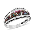 Santa Fe Style Rainbow Multi Gemstone Ring in Sterling Silver (Size 10.0) 2.75 ctw - Sticky add to cart bar