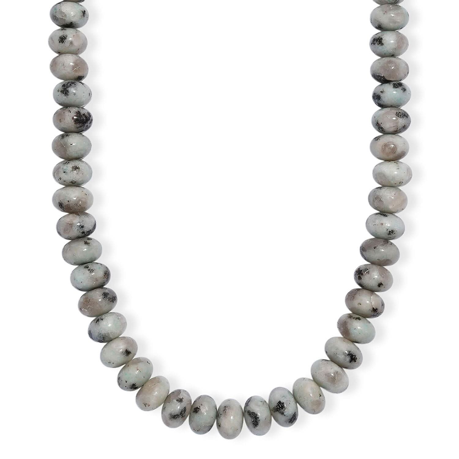 Karis Green Kiwi Jasper Beaded 305.00 ctw Necklace 18 Inches in Platinum Bond