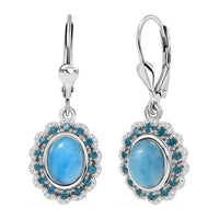 D’Joy Larimar, Multi Gemstone Earrings in Rhodium Over Sterling Silver 3.40 ctw