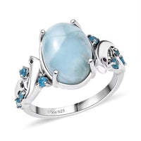 D’Joy Larimar, Multi Gemstone Ring in Rhodium Over Sterling Silver (Size 10.0) 7.35 ctw