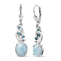 D'Joy Larimar and Multi Gemstone 7.40 ctw Ocean’s Joy Earrings in Rhodium Over Sterling Silver