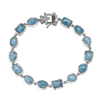 D’Joy Larimar, White Zircon Bracelet in Rhodium Over Sterling Silver (7.25 In) 22.35 ctw