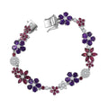 GP Italian Garden Collection Multi Gemstone 18.80 ctw Floral Bracelet in Rhodium Over Sterling Silver (7.25 In) - Sticky add to cart bar