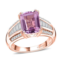 D'Joy Premium Martha Rocha Kunzite and Moissanite 5.10 ctw Ring in 18K Vermeil Rose Gold Over Sterling Silver (Size 9.0)