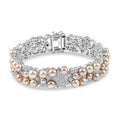 GP Capri Special Collection Freshwater Pearl and White Zircon 10.50 ctw Bracelet in Rhodium Over Sterling Silver (7.25 In) - Sticky add to cart bar