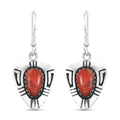 Santa Fe Style Enhanced Red Coral 4.00 ctw Earrings in Sterling Silver - Sticky add to cart bar