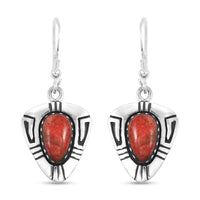 Santa Fe Style Enhanced Red Coral 4.00 ctw Earrings in Sterling Silver
