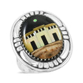 Santa Fe Style Black Onyx, Multi Gemstone Pueblo Ring in Sterling Silver (Size 10.0) 23.00 ctw - Sticky add to cart bar