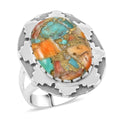 Santa Fe Style Mojave Turquoise 10.00 ctw Ring in Sterling Silver (Size 10.0) - Sticky add to cart bar