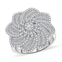 D'Joy Blue Diamond 1.50 ctw Ring in Rhodium Over Sterling Silver (Size 6.0)