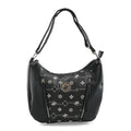 Beverly Hills Polo Club Black Logo Pattern & Solid Vegan Leather Shoulder Bag - Sticky add to cart bar