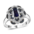 D'Joy Catalina Iolite, Multi Gemstone Starblossom Ring in Rhodium Over Sterling Silver (Size 10.0) (Del. in 10-12 Days) 1.25 ctw - Sticky add to cart bar