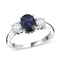 D'Joy Catalina Iolite, Moissanite Trinity of Light Ring in Rhodium Over Sterling Silver (Size 10.0) (Del. in 10-12 Days) 1.50 ctw - Sticky add to cart bar