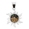Santa Fe Style Black Onyx, Jasper Pueblo Pendant in Sterling Silver 17.00 ctw - Sticky add to cart bar