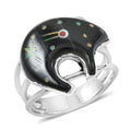 Santa Fe Style Black Onyx 6.50 ctw Dots Ring in Sterling Silver - Sticky add to cart bar