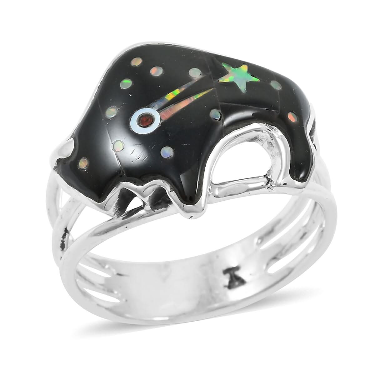 Santa Fe Style Black Onyx 7.00 ctw Dots Ring in Sterling Silver