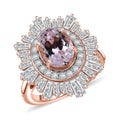 D'Joy Premium Martha Rocha Kunzite and Moissanite 4.20 ctw Ring in 18K Vermeil Rose Gold Over Sterling Silver (Size 10.0) - Sticky add to cart bar
