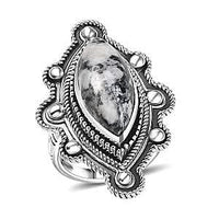 D’joy Artisan Crafted White Buffalo Ring in Sterling Silver (Size 10.0) 8.00 ctw