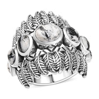 D’joy Artisan Crafted White Buffalo Ring in Sterling Silver (Size 10.0) 5.00 ctw