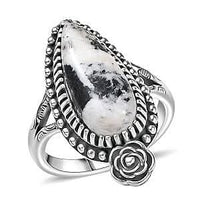 D’joy Artisan Crafted White Buffalo Ring in Sterling Silver (Size 10.0) 6.10 ctw
