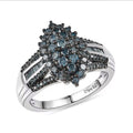D’Joy Blue Diamond 1.00 ctw Ring in Rhodium Over Sterling Silver (Size 10.0) - Sticky add to cart bar