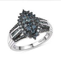 D’Joy Blue Diamond 1.00 ctw Ring in Rhodium Over Sterling Silver (Size 10.0)