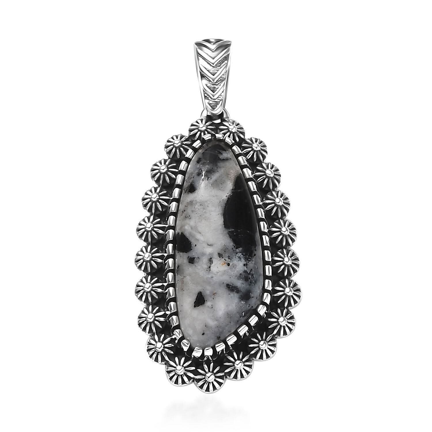 D'Joy Artisan Crafted White Buffalo 6.20 ctw Pendant without Chain in Sterling Silver