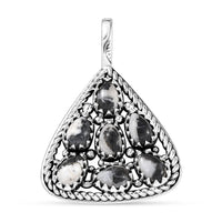 D'Joy Artisan Crafted White Buffalo 3.10 ctw Southwest Pendant without Chain in Sterling Silver