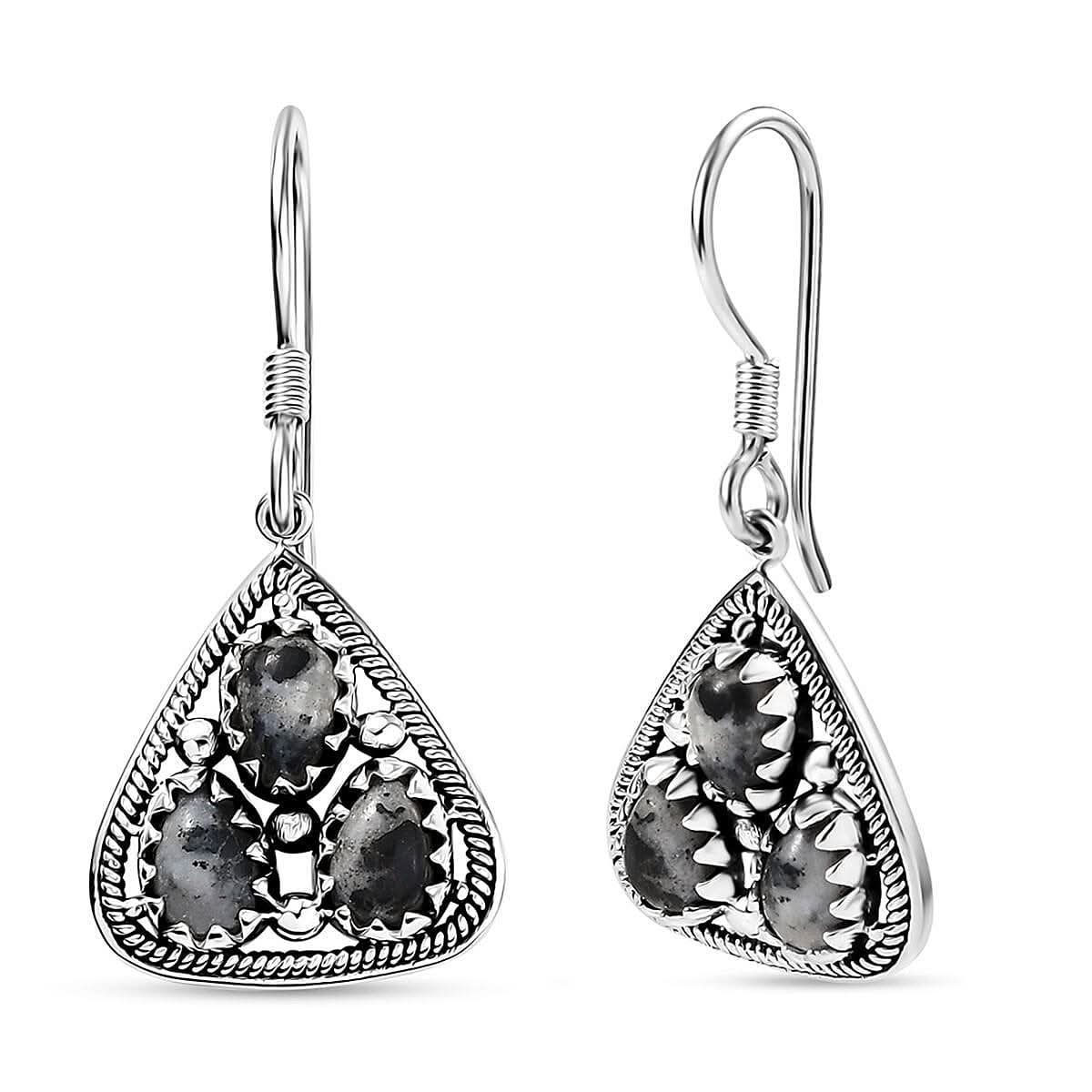 D'Joy Artisan Crafted White Buffalo 2.60 ctw Southwest Earrings in Sterling Silver