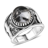 D’Joy Artisan Crafted White Buffalo 5.00 ctw Ring in Sterling Silver (Size 7.0)