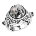 D’Joy Artisan Crafted White Buffalo Men's Ring in Sterling Silver (Size 10.0) 7.65 ctw - Sticky add to cart bar