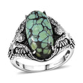 D'Joy Artisan Crafted Whispering Web Turquoise 4.90 ctw Thunderbird Phoenix Ring in Sterling Silver (Size 6.0) - Sticky add to cart bar
