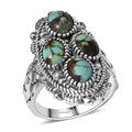 D’Joy Artisan Crafted Whispering Web Turquoise Ring in Sterling Silver (Size 10.0) 3.00 ctw - Sticky add to cart bar